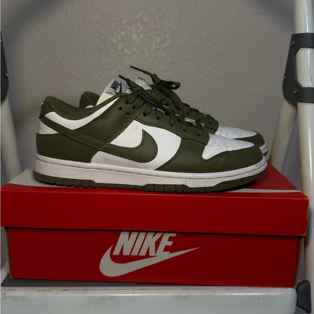 Nike Olive and White Low-Top Sneakers